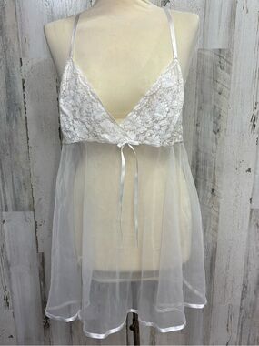 Petra Fashions Plus Size White Sheer Lace Babydoll Chemise
